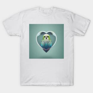 Cute Budgie In a Heart Shape. Perfect Valentines Bird T-Shirt